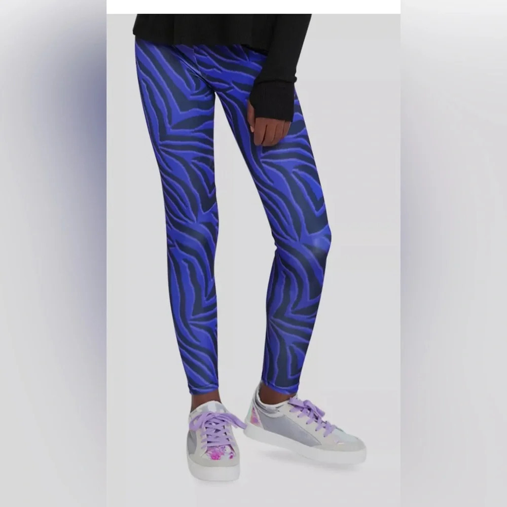 New Terez girls purple zebra leggings kids sz XL & medium